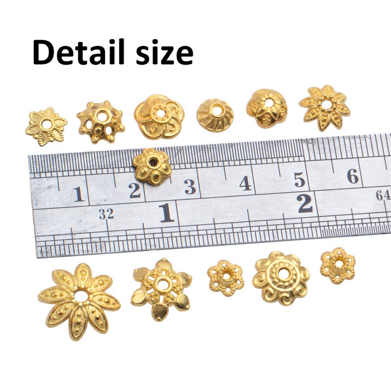 BronaGrand 100 Gram(About 250-350pcs) Bead Caps Metal Spacers Jewelry Findings Accessories for Bracelet Necklace Jewelry Making,Gold - Image 3